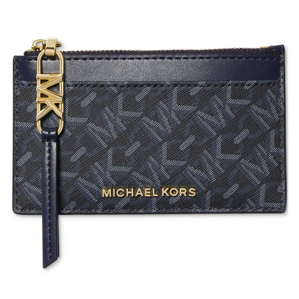 NWT MICHAEL Michael Kors Empire Logo Small Zip Card Case